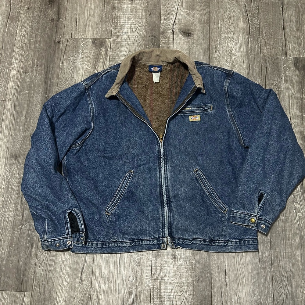 VTG 00s Dickies Denim Blue Detroit Blanket Lined Work Corduroy Jacket Size 2XL